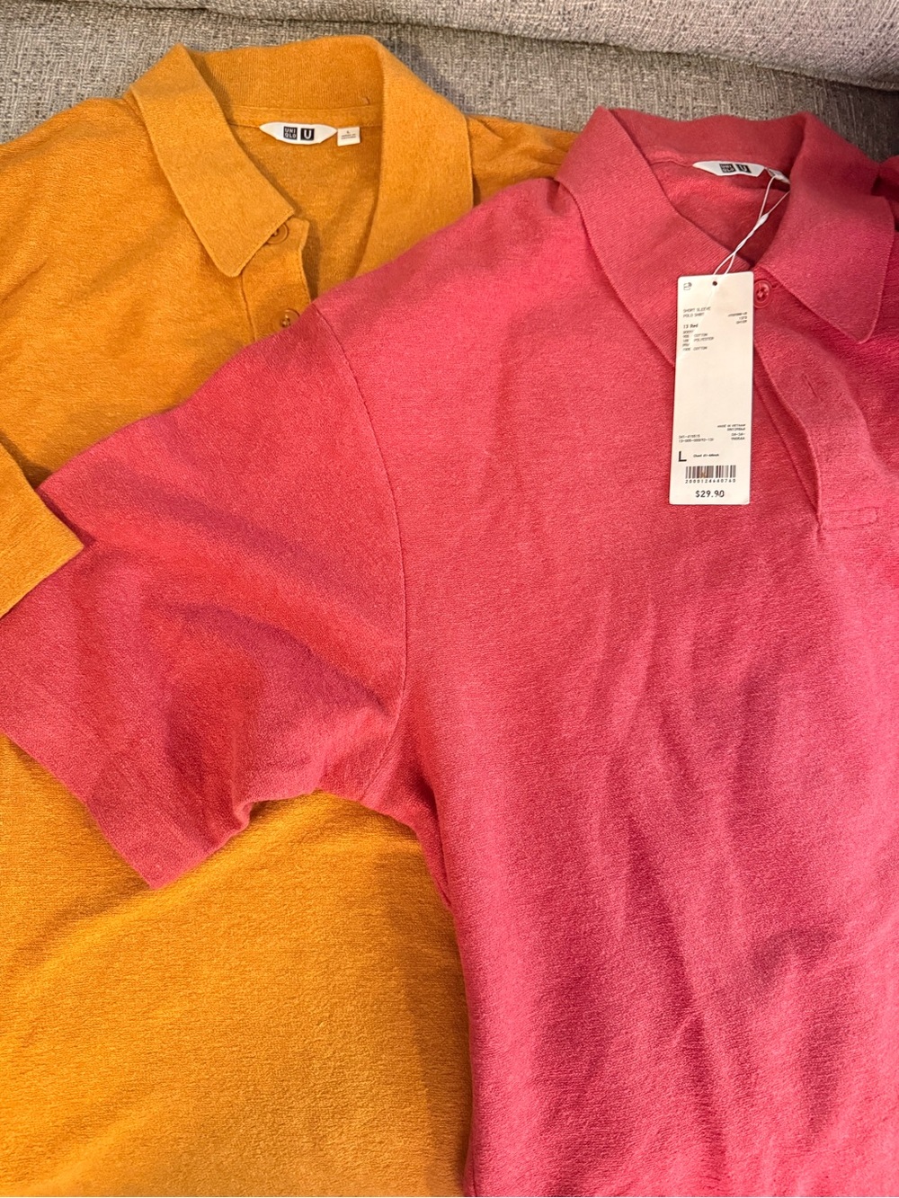 Brand new UNIQLO Men’s Short-Sleeve Polo Top - red and Mustard cotton